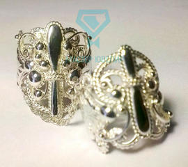 Двойное серебряное женское кольцо на заказ